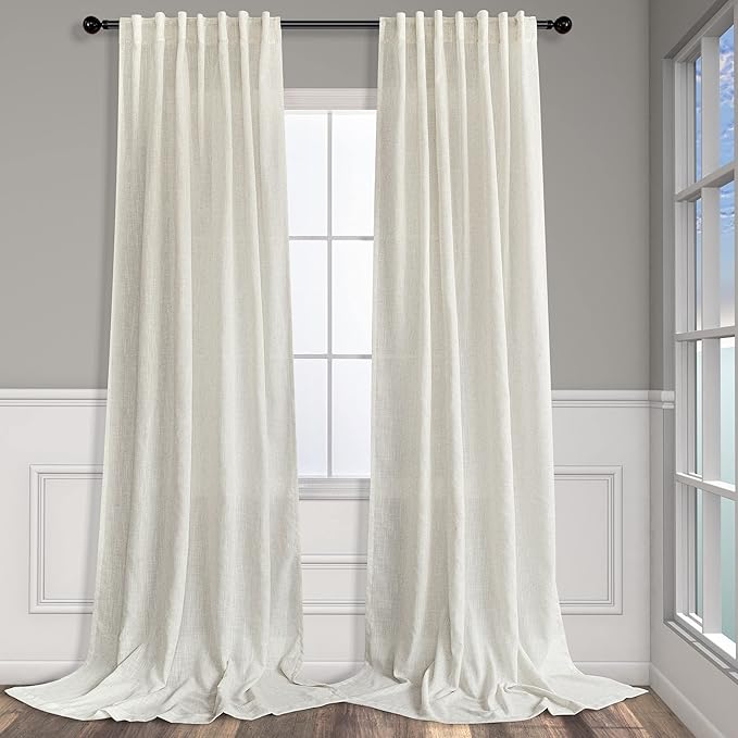 Pitalk Cream Linen Curtains 94 Inches Long 2 Panels by Pitalk