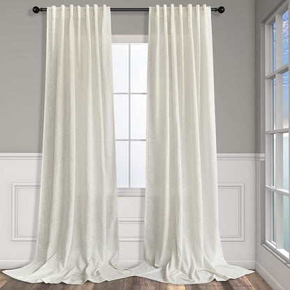 Ptialk Cream Linen Curtains 80 Inch Length by Pitalk