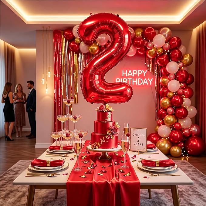 Number Balloons Red Party Balloon - Image 7
