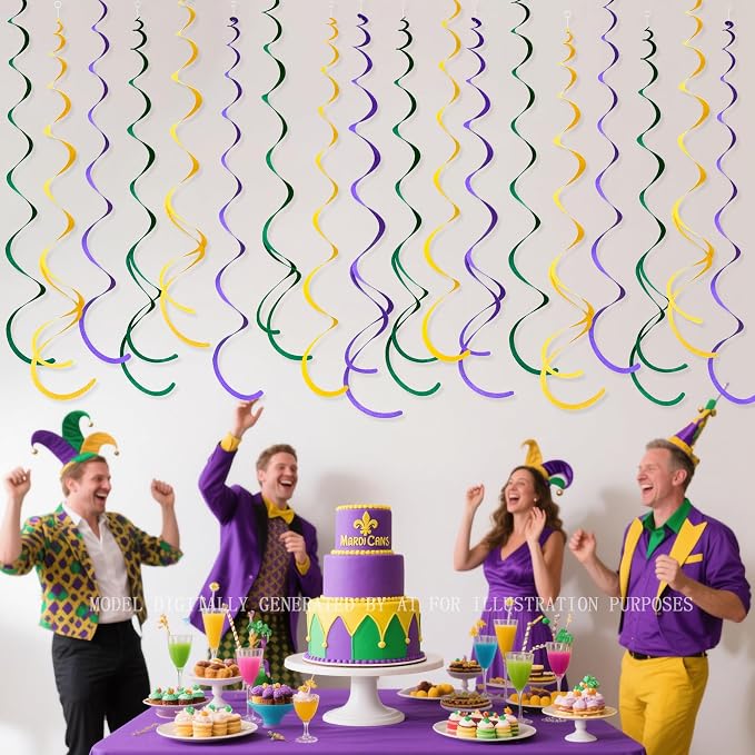 36 Pcs Green Yellow Purple Hanging Swirl Decorations Felt Swirl Streamer Spiral - Image 6