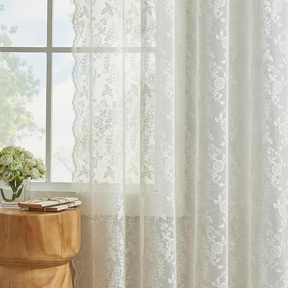 FINECITY Ivory Floral Lace Curtains - Image 5