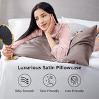 Bedsure Satin Pillowcases, Similar to Silk Pillow Cases Queen Size Set of 2, Pillow Case for Sleeping Women with Envelope Closure, Gifts for Women Men, Dusty Rose, 20x30 Inches, 2pcs