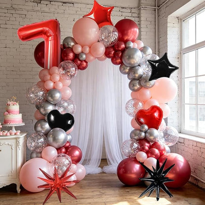 TONIFUL 7th Birthday Balloons Kit 40 Inch Red Large Number 7 Foil Balloon | - Image 6