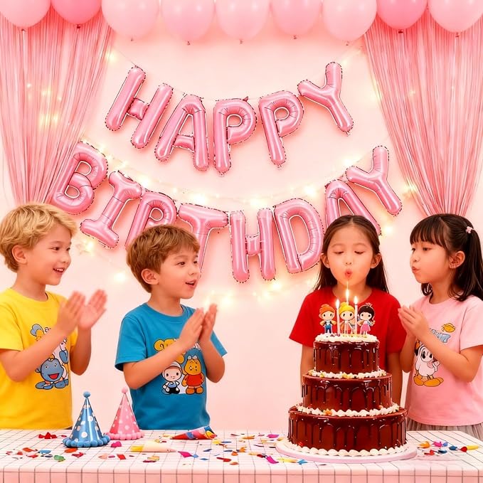 16" Happy Birthday Foil Letter Balloons Banner Set | Alphabet Balloons - Image 4