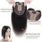 Hair Toppers for Women Real Human Hair No Bangs, 13 * 15 cm Larger Silk Base 150% Density Clip In Topper Hairpieces, Wiglet Top Pieces Add Volume -12 Inch 01B Natural Black