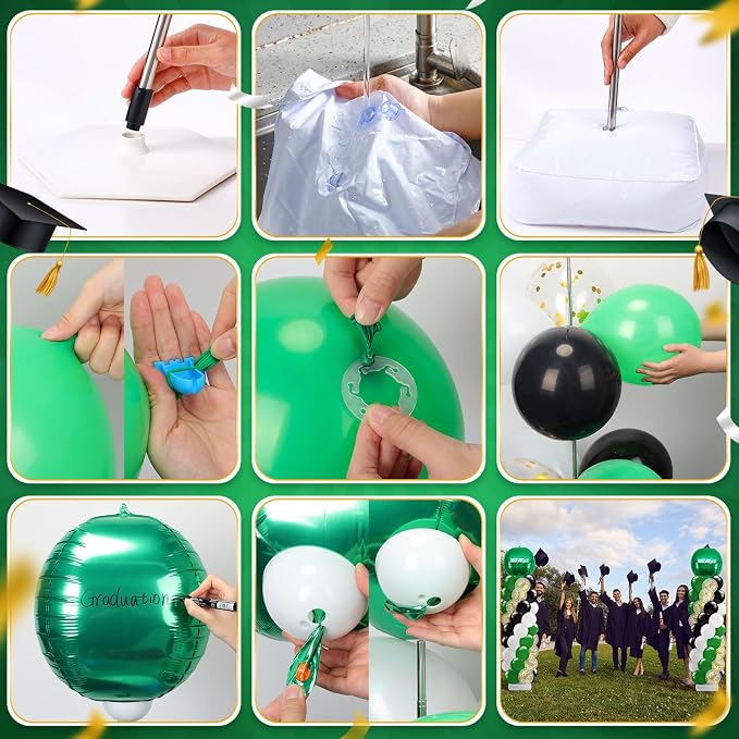 2 Sets Green Black White Balloon Column Stand Kit, Adjustable Floor Balloon - Image 5