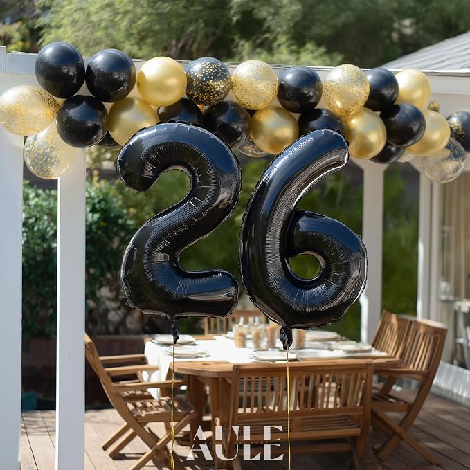 AULE 40 Inch Black Number Balloon 26 Foil 0-9 Birthday Big Numbers | Birthday - Image 4