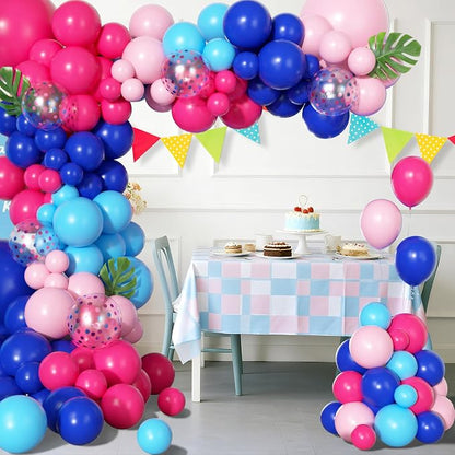 170Pcs Blue and Pink Balloons Summer Hawaii Tropical Arch Garland Kit | Royal - Image 6