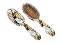 Rock & Ruddle Natural Mixed Boar Bristle Hair Brush for Women and Kids (Small/Travel Size, 17.5cm) - Perfect for Wet or Dry Hair, Detangling Smoothing Blowdrying - Made in UK - Cats & Dogs Design