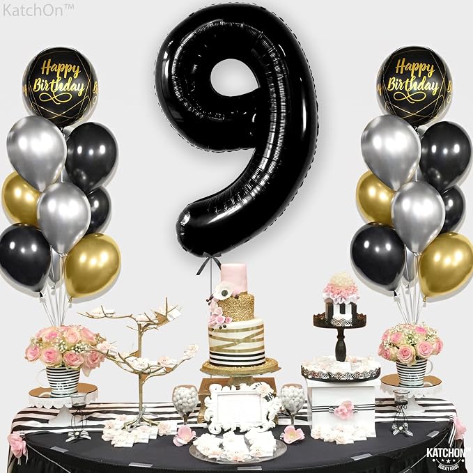 KatchOn Black Number 9 Balloon 40 Inch, Foil 9 Birthday Balloon | 9th Birthday - Image 5