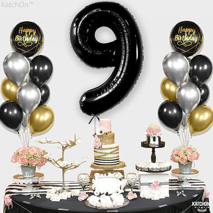KatchOn Black Number 9 Balloon 40 Inch, Foil 9 Birthday Balloon | 9th Birthday - Image 5
