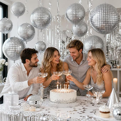 10Pcs Disco Round Foil Balloons, Metallic Disco Foil Baloon - Image 7