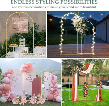 WellSign 7.2FT, 6.6FT Wedding Arch Backdrop Stand Set of 2 | 2PK Gold Metal - Image 7
