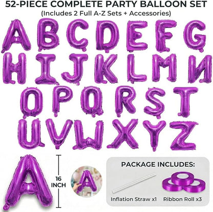 52 Pieces 16 Inches A-Z Letter Balloons – 2 Sets of Alphabet Mylar Balloon - Image 2
