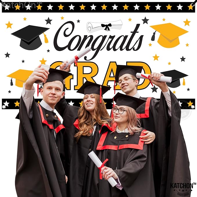 KatchOn Congrats Grad Banner 72x44 Inch | White, Congratulations Wall Poster - Image 6