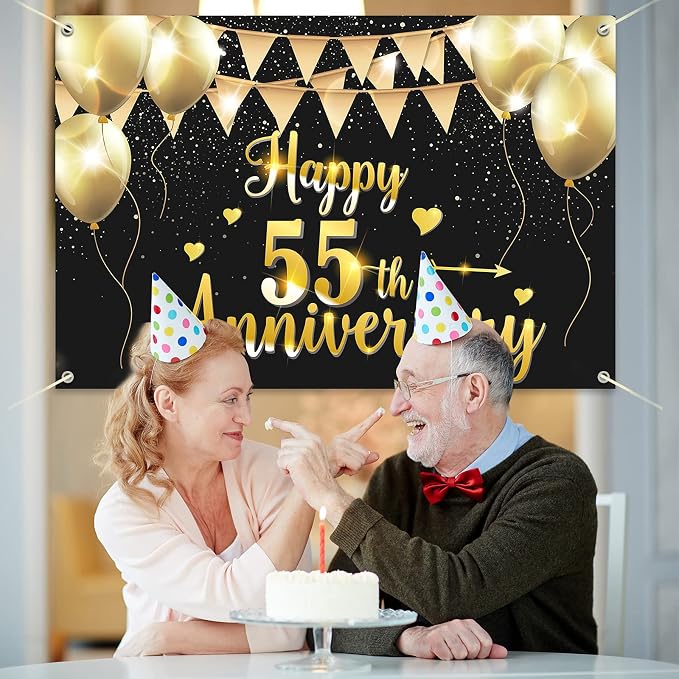 HAMIGAR 6x4ft Happy 55th Anniversary Banner Backdrop - Image 6