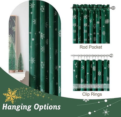 Beauoop Christmas Green Velvet Curtains - Image 5