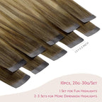 WENNALIFE Tape in Hair Extensions Human Hair Ombre Walnut Brown to Ash Brown and Bleach Blonde Tape in Extensions, 10pcs 25g 14 inch Remy Invisible Tape Ins Straight Real Human Hair Tape in Extensions