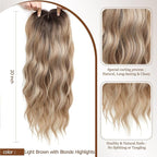 MORICHY Hair Toppers for Women with Thinning Hair 20inch Long Wavy Hair pieces for Women Synthetic Wiglets Topper with Bangs Clip in Light brown with Blonde Highlights