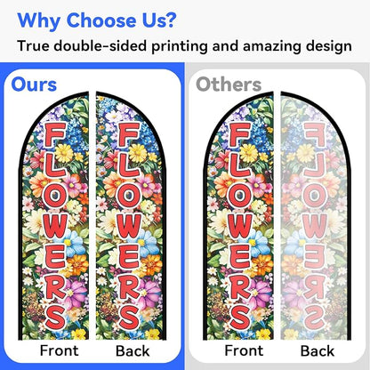 Flowers Feather Flag With Pole Kit, 8FT Double Sided Floral Advertising Swooper - Image 5