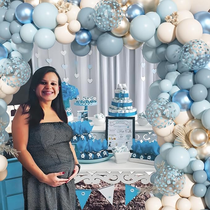 156Pcs Dusty Blue Balloons Arch Garland Kit Different Size | Dusty Baby Pastel - Image 5