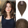 Rich Choices Hair Toppers for Women Real Human Hair 100% Human Remy Toppers NO Bangs for Women with Thinning on Top Clip in Hairpiece 4"x4.7"Lace Base 14 Inch #2R Chocolate Brown