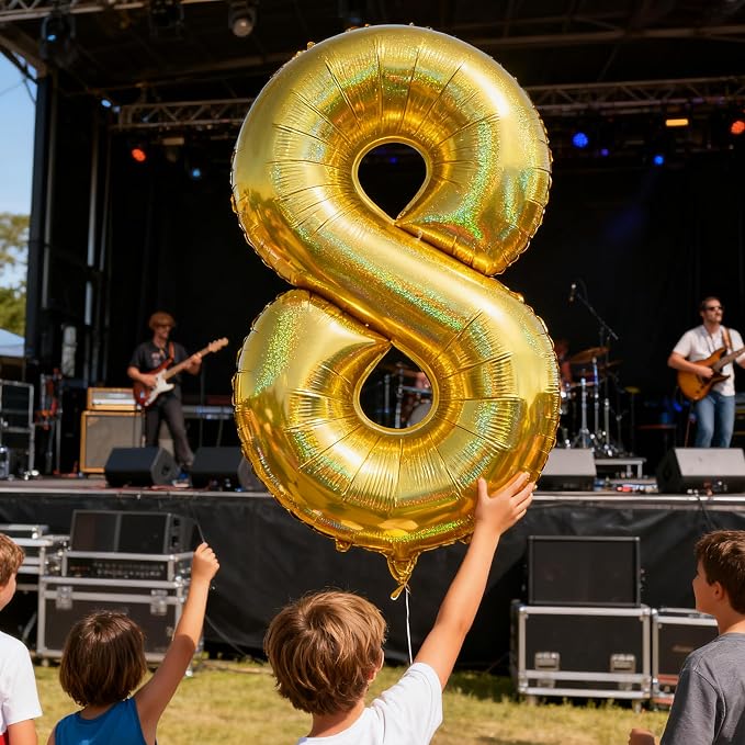 Jonhamwelbor 40 Inch Laser Gold Number 8 Balloon Foil Mylar | Giant Balloon - Image 6