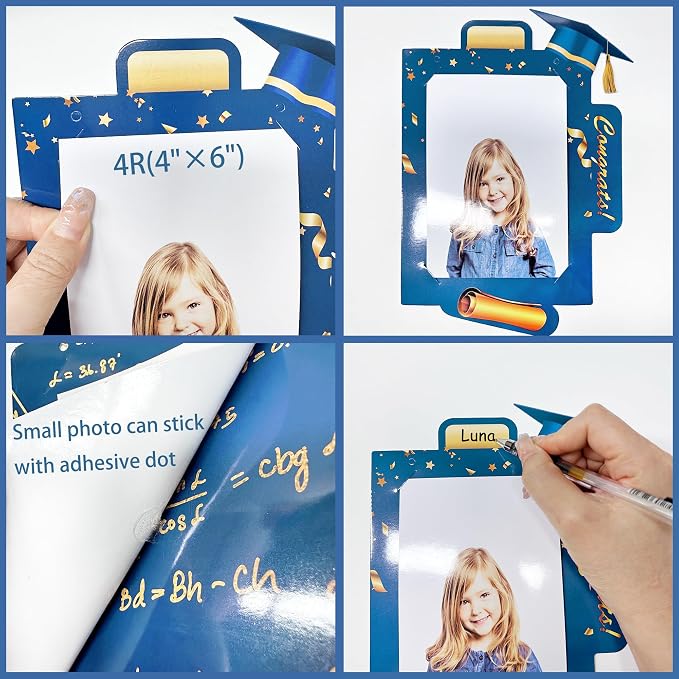 pinkblume Graduation Party Decorations Navy Blue and Gold Grad Photo Banner - Image 3