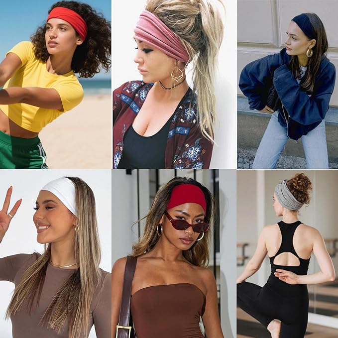 6 Packs Headbands for Women Wide Workout Headbands for Women Set Head Bands for Women's Hair Non Slip Hair Accessories