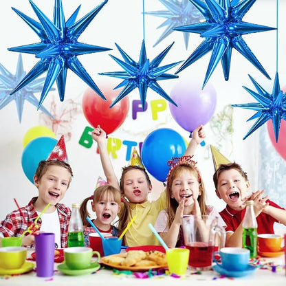 TONIFUL 8 Pcs Explosion Star Balloons Blue Foil Balloon Party Decorations | 2 - Image 6