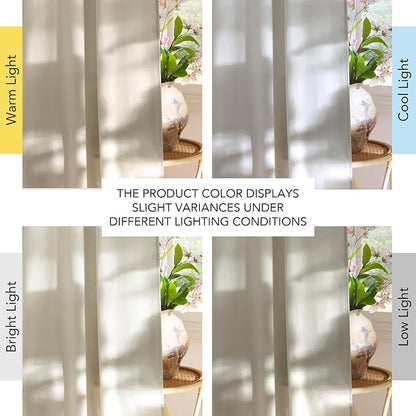 NICETOWN Bone White Linen Sheer Bedroom Curtains, Grommet Thick Flax Semi Sheer - Image 7
