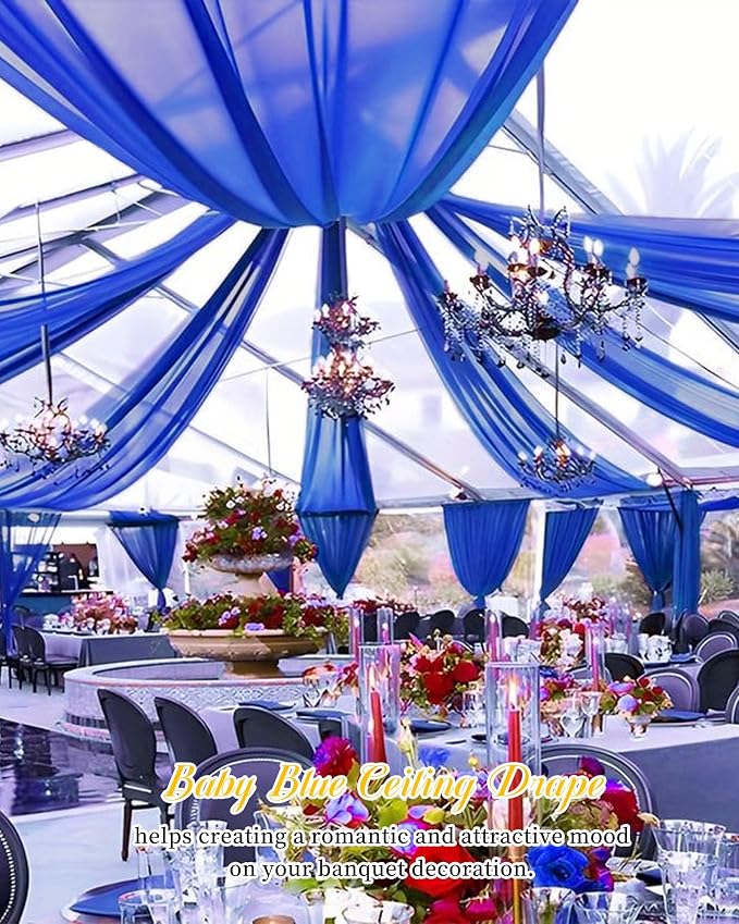 6 Panels Royal Blue Ceiling Drapes - Image 5