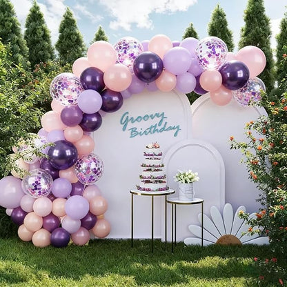 Pink Purple Balloons 60Pcs 12 Inch Confetti Latex Balloon Kit - Image 3