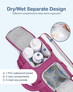 TOPDesign Travel Toiletry Bag for Women, Puffer Large Toiletry Bag, Lightweight Cosmetic Makeup Organizer with Handle for Traveling, Accessories, Essentials, Toiletries (Dark Purple)