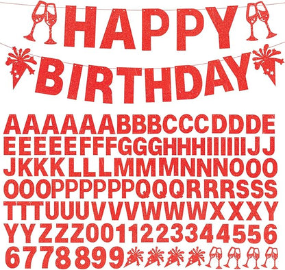 129Pcs DIY Custom Letter Banners Glitter Customizable Banner Kit 0-9 Numbers by MFLUEEWR