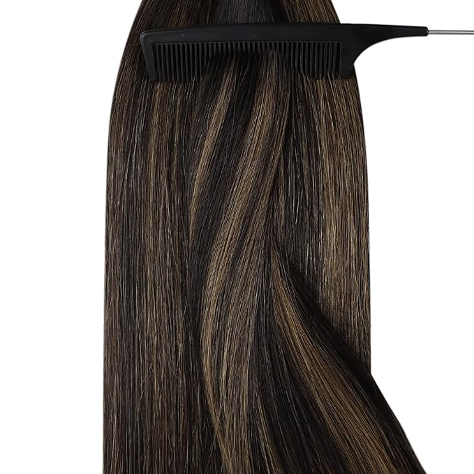 YoungSee Nano Hair Extensions Human Hair Dark Brown Mix Medium Brown 22in Nano Ring Hair Extensions Real Human Hair Balayage 50g Nano-Beads Extension Ombre Cold Fusion Natural Looking Hair Extension
