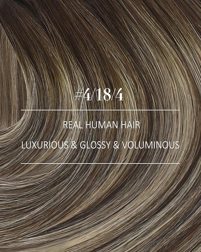 YoungSee Clip in Real Hair Extensions Balayage Brown Human Hair Clip in Extensions Chocolate Brown with Ash Blonde Balayage Clip Real Hair Extension Human Hair Long Straight 22Inch 120G 7Pcs