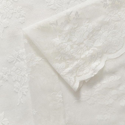 Kotile Ivory Lace Curtains for Bedroom Rustic Floral 52x94 Inch, 2 Panels | Rod - Image 7