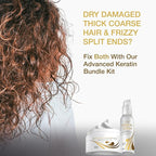 Vitamins Keratin Thick Hair Leave-In Conditioner and Serum Kit - No Rinse Moisturizing Cream and Anti Frizz Gloss Boost for Dry Damaged Curly Wavy and Straight Hair - Pro Salon Hair Care