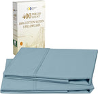 California Design Den King Size Pillowcase Set - 400 Thread Count, 100% Cotton Sateen, Set of 2 Pillow Covers, Soft and Breathable - Sky Blue