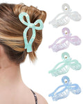 Mesovor Teen Girl Gifts Trendy Stuff - 4 Pack Elegant Bow Hair Claw Clips, Nonslip 4.3" Large Hair Grip Hairclips for Thick | Birthday Gifts for Teens Daughter Sister Christmas Gifts