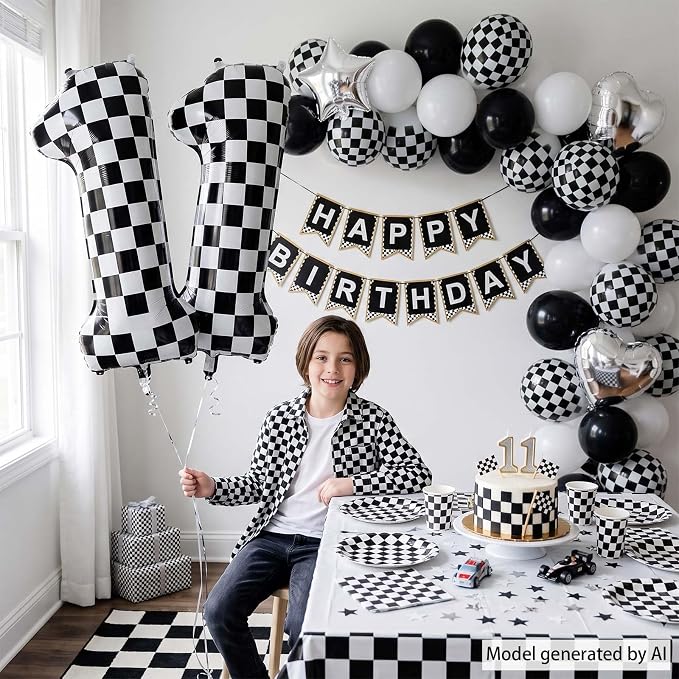 40 Inch Checkered Number 11 Balloon, self-sealing, air/helium, - Image 7