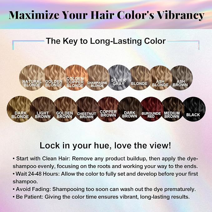 Hair Dye Shampoo 3-in-1 Vegan Color for Gray Hair - Ammonia-Free for Men & Women – Beard & Hair Coloring – Instant Gray Coverage Champú Para Canas Mujer & Hombre (COPPER BROWN)