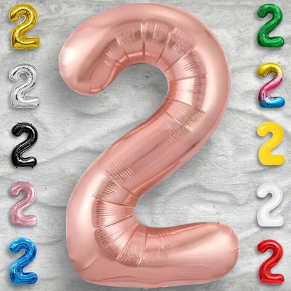 Rose Gold Number Balloon 2 Mylar Foil Balloons 40 inch - Image 5