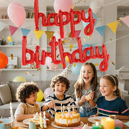 Happy Birthday Balloons Banner Foil Letters Balloons Connected, Personalized - Image 3