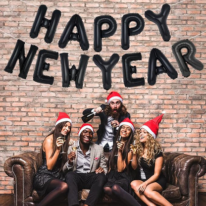 PIGETALE Black Happy New Year Balloons, 16 Inch Letter Balloons Happy New Year - Image 3