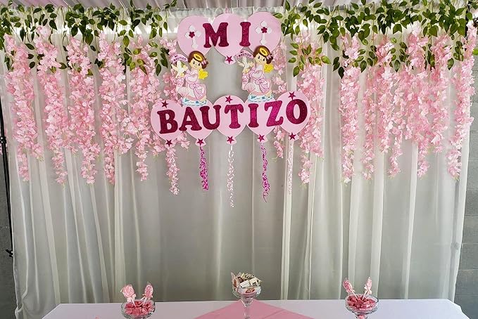 Artificial Wisteria Hanging Flowers Fake Wisteria Flower Garland Silk Vines - Image 3