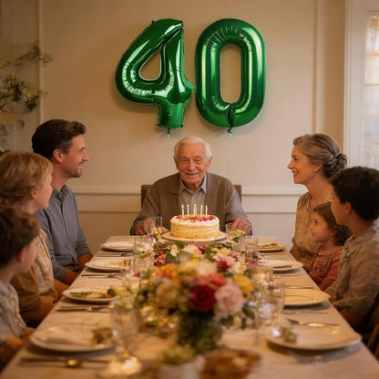 Number 40 Balloons 40 Inch for 40th Birthday Party Decoration, Dark Green | - Image 2