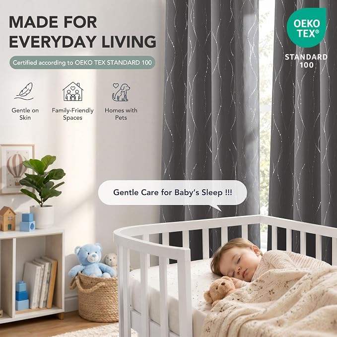 Deconovo 100% Blackout Living Room Curtains 63 Inches Long, Thermal Insulated - Image 6