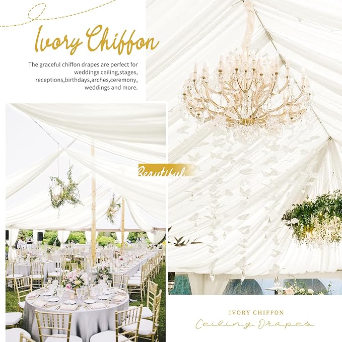 8 Panels Ivory Ceiling Drapes for Wedding Ceiling Drapes 5ftx20ft Wedding Arch - Image 6